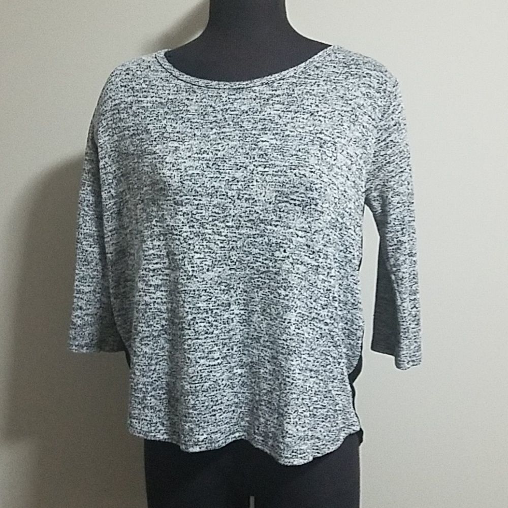 Charming Charlie Gray Heather Sheer Back Sweater (S)